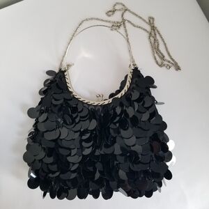 Sequin Evening Purse Black And Silver